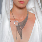 Load image into Gallery viewer, Traditional Silver Mesh Necklace with round links
