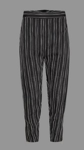 Black pants with white stripes